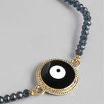 Buy Blueberry Blueberry Women Black Gold-Plated Evil Eye Enamelled Studded Beaded Bracelet - Purplle