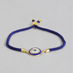 Buy Blueberry Blueberry Women Navy Blue White Gold-Plated Studded Evil Eye Enamelled Charm Bracelet - Purplle