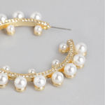 Buy Blueberry Blueberry White Gold-Plated Beaded Crescent Shaped Half Hoop Earrings - Purplle
