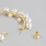 Buy Blueberry Blueberry White Gold-Plated Beaded Crescent Shaped Half Hoop Earrings - Purplle
