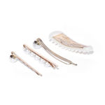 Buy Blueberry Blueberry Women White Gold-Toned Set of 4 Embellished Bobby Pins - Purplle