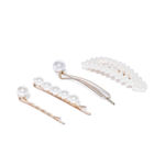 Buy Blueberry Blueberry Women White Gold-Toned Set of 4 Embellished Bobby Pins - Purplle