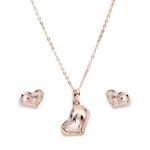 Buy ZAVYA 925 Sterling Silver Rose Gold-plated Heart in Heart CZ Jewellery Set with Link Chain | With Certificate of Authenticity and 925 Hallmark - Purplle