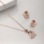 Buy ZAVYA 925 Sterling Silver Rose Gold-plated Heart in Heart CZ Jewellery Set with Link Chain | With Certificate of Authenticity and 925 Hallmark - Purplle