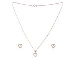 Buy ZAVYA 925 Sterling Silver Rose Gold-plated Heart in Heart CZ Jewellery Set with Link Chain | With Certificate of Authenticity and 925 Hallmark - Purplle