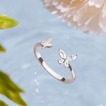 Buy Zavya 925 Sterling Silver Finger Ring Rhodium-Plated Silver-Toned Butterfly | With Certificate of Authenticity and 925 Hallmark - Purplle