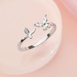 Buy Zavya 925 Sterling Silver Finger Ring Rhodium-Plated Silver-Toned Butterfly | With Certificate of Authenticity and 925 Hallmark - Purplle