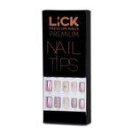 Buy Lick 30 Pcs Pink Mettalic Reusable Artificial Acrylic Nails Set with Application Kit - Purplle