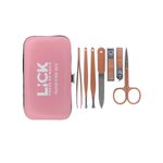 Buy Lick 7 in 1 Rose Gold Stainless Steel Mini Manicure Pedicure Grooming Kit With Case - 7 Pcs - Purplle