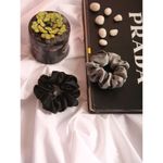 Buy Spotstyl Mulberry Silk Midi Scrunchies -Pack of 2 - Black & Silver - Purplle
