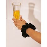 Buy Spotstyl Mulberry Silk Midi Scrunchies -Pack of 2 - Black & Silver - Purplle