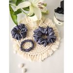 Buy Spotstyl Mulberry Silk Scrunchie Collection - Pack of 3 - Blue - Purplle