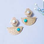Buy Golden Peacock Gold-Toned & Blue Contemporary Handcrafted Drop Earrings - Purplle