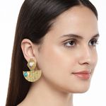 Buy Golden Peacock Gold-Toned & Blue Contemporary Handcrafted Drop Earrings - Purplle