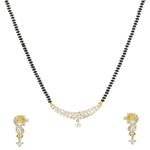 Buy Crunchy Fashion Gold-Plated American Diamond/AD Leaf Style Mangalsutra Set - Purplle