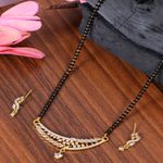 Buy Crunchy Fashion Gold-Plated American Diamond/AD Leaf Style Mangalsutra Set - Purplle