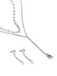 Buy Lilly & Sparkle Silver Toned Two Layered Cup Chain Necklace With Dangler Earrings - Purplle