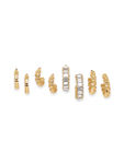 Buy Lilly & Sparkle Gold Toned Set Of 4 Textured And Geometric Stone Studded Hoop Earrings - Purplle