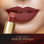 Buy FACES CANADA Matte Addiction Lipstick - Poetic Peach, 3.7g | 9HR Longstay | HD Luxe Finish | Intense Color | Hydrating Comfort | Primer Infused | Smooth Creamy Texture | With Mulberry & Shea Butter - Purplle