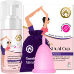 Buy Mom & World Natural Intimate Foaming Feminine Hygiene Wash 120ml + Reusable Menstrual Cup (Large) - Purplle