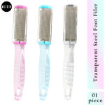 Buy MeSkin Double Sided Transparent Steel Foot Filer Pedicure & Dead Skin Remover with Curvy Handle 1 Pc - Purplle