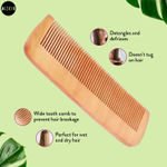 Buy MeSkin Organic Neem Wood Comb (LONG) | Women & Men | Natural & Eco Friendly | Wide Tooth Comb, Anti-Bacterial Styling Comb for All Hair Types | Made in India - Purplle