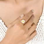 Buy Signet White Daisy Ring - Gold - Purplle