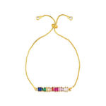 Buy Rhinestone Gemstone Rainbow Bracelets - Big Evil Eye & Emerald Cut Rainbow - Purplle