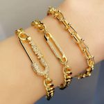 Buy MOM Diamond Studded Safety Pin Bracelet - Gold - Purplle