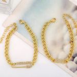 Buy MOM Diamond Studded Safety Pin Bracelet - Gold - Purplle