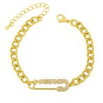 Buy MOM Diamond Studded Safety Pin Bracelet - Gold - Purplle