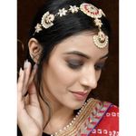 Buy Silvermerc Designs Gold Plated Red & White kundan Studded Matha Patti - Purplle