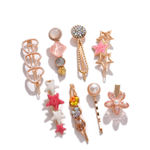 Buy SOHI Women Pink White Set of 7 Gold-Plated Beaded Bumpit Hair Pin - Purplle
