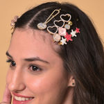 Buy SOHI Women Pink White Set of 7 Gold-Plated Beaded Bumpit Hair Pin - Purplle