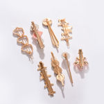 Buy SOHI Women Pink White Set of 7 Gold-Plated Beaded Bumpit Hair Pin - Purplle