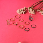 Buy SOHI Set of 10 Gold-Plated Silver-Toned White Stone Studded Finger Ring - Purplle
