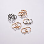 Buy SOHI Set of 10 Gold-Plated Silver-Toned White Stone Studded Finger Ring - Purplle