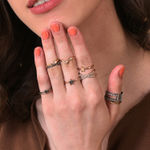 Buy SOHI Set of 10 Gold-Plated Silver-Toned White Stone Studded Finger Ring - Purplle