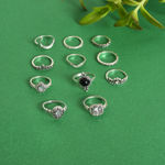 Buy SOHI Set Of 11 Silver-Plated White Stone-Studded Finger Rings - Purplle
