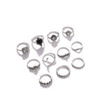 Buy SOHI Set Of 11 Silver-Plated White Stone-Studded Finger Rings - Purplle