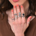 Buy SOHI Set Of 11 Silver-Plated White Stone-Studded Finger Rings - Purplle