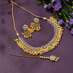 Buy SOHI Gold-Plated Yellow White Stone-Studded Jewellery Set - Purplle