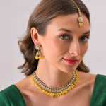 Buy SOHI Gold-Plated Yellow White Stone-Studded Jewellery Set - Purplle