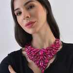 Buy SOHI Pink Black Necklace - Purplle