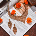 Buy SOHI Gold-Plated Brown Stone Studded Jewellery Set - Purplle