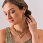 Buy SOHI Gold-Plated Brown Stone Studded Jewellery Set - Purplle