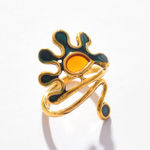 Buy SOHI Gold-Plated Blue Stone-Studded Finger Ring - Purplle