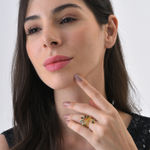 Buy SOHI Gold-Plated Blue Stone-Studded Finger Ring - Purplle