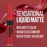 Buy Maybelline New York Sensational Liquid Matte Lipstick 14 Red Serenade (7 ml) - Purplle