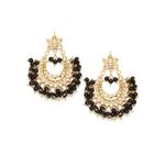 Buy Bamboo Tree Jewels Black Beads Kundan Drop Earrings Gold Color - Purplle